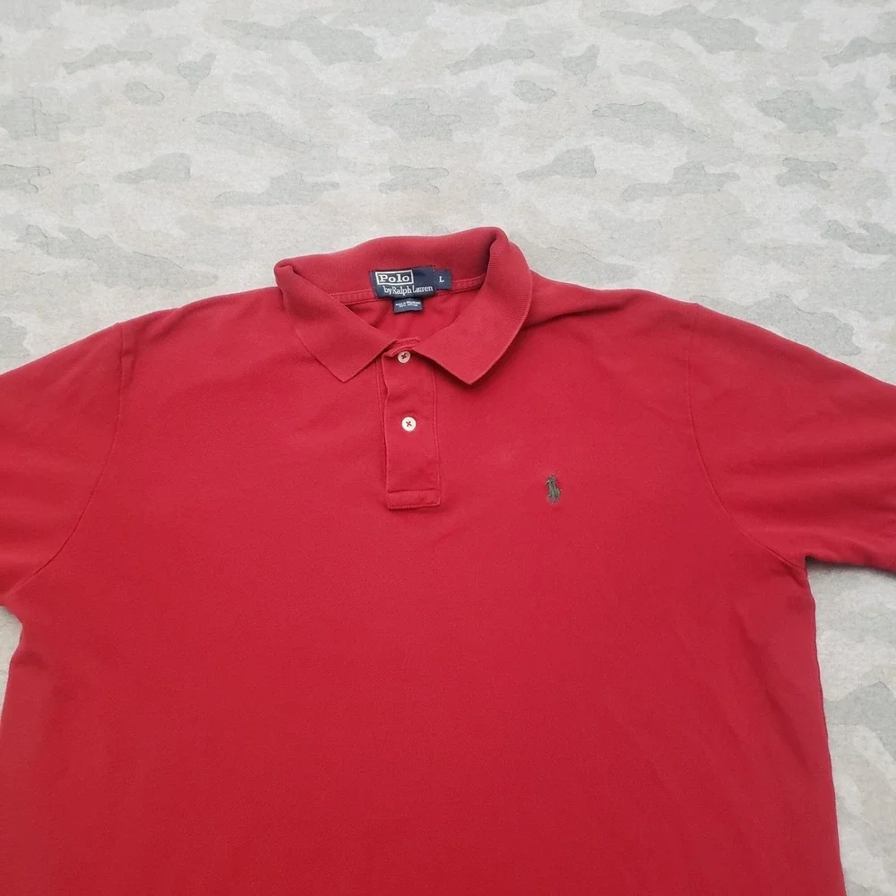 Vintage Polo Ralph Lauren Polo Shirt Mens Large Red Short Sleeve Preppy
